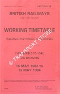 Working Timetable of Passenger & Parcels train services - Section YE - Chesterfield to York and branches - 16 May 1983 to 13 May 1984 by British Railways Eastern Region